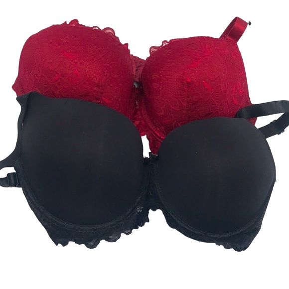 Bra Bundle Red & Black Set of Two Size 38D - Picture 1 of 9